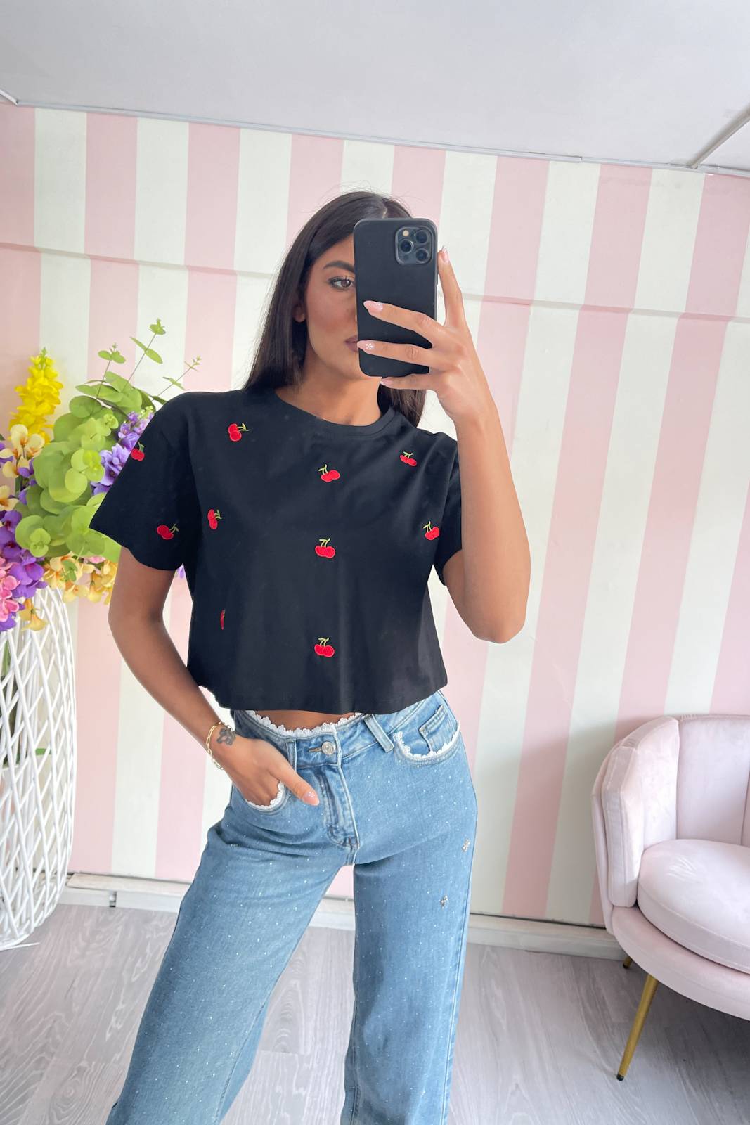 STORIA T-SHIRT CILIEGINE-CROP