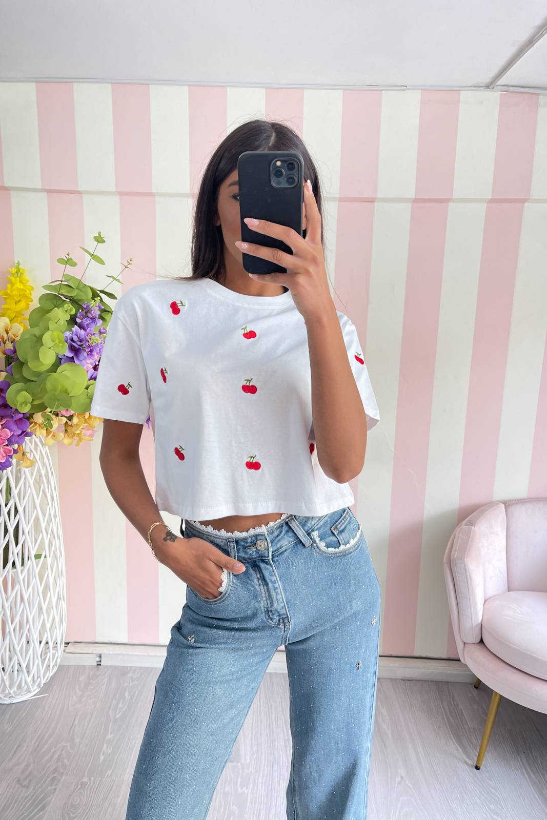 STORIA T-SHIRT CILIEGINE-CROP