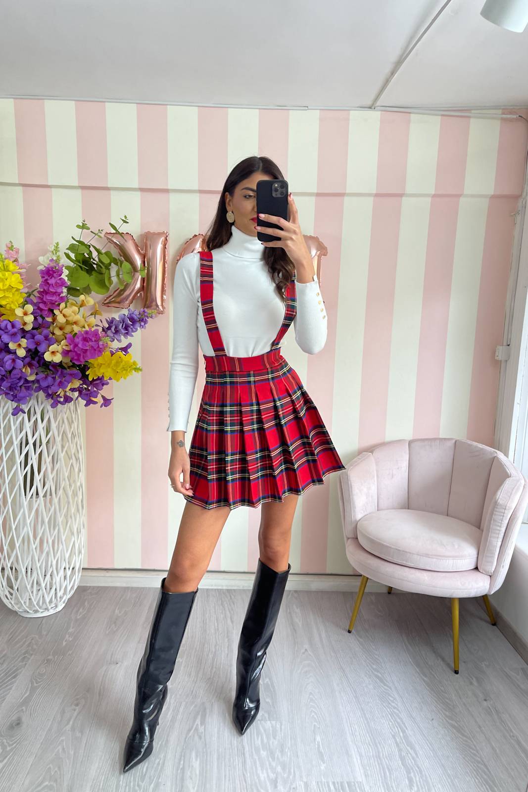 STORIA GONNA TARTAN CON BRETELLE