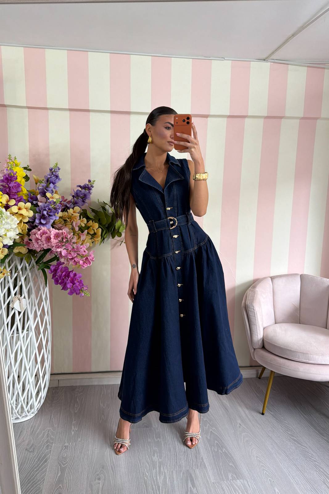 STORIA ABITO IN DENIM-LUNGO