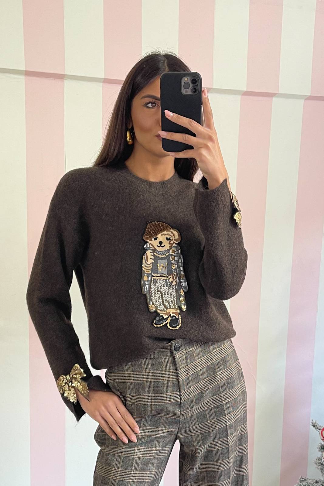 STORIA MAGLIA CON ORSETTO IN PAILLETTES