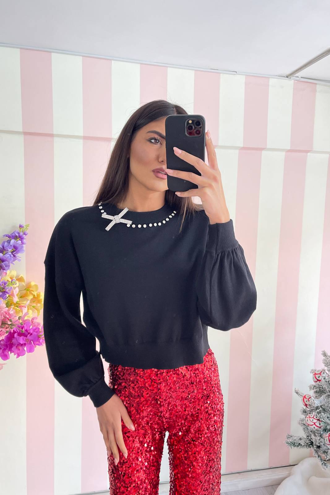 STORIA MAGLIA FIOCCO CON STRASS