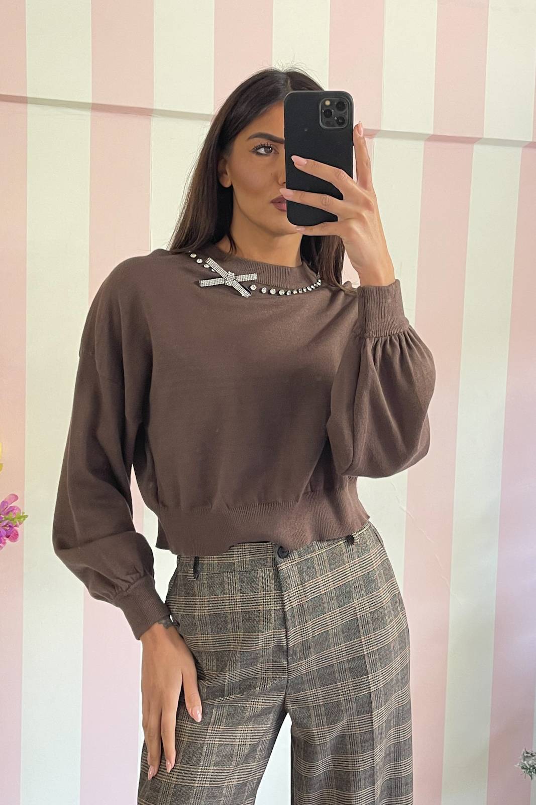 STORIA MAGLIA FIOCCO CON STRASS