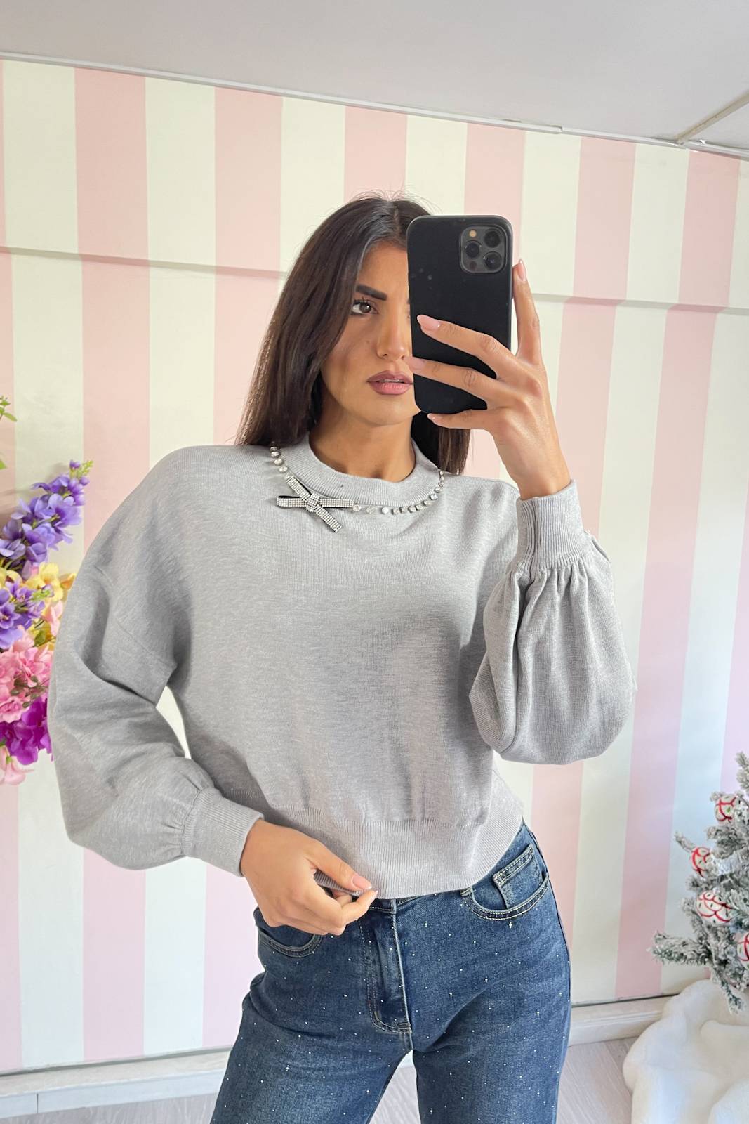 STORIA MAGLIA FIOCCO CON STRASS