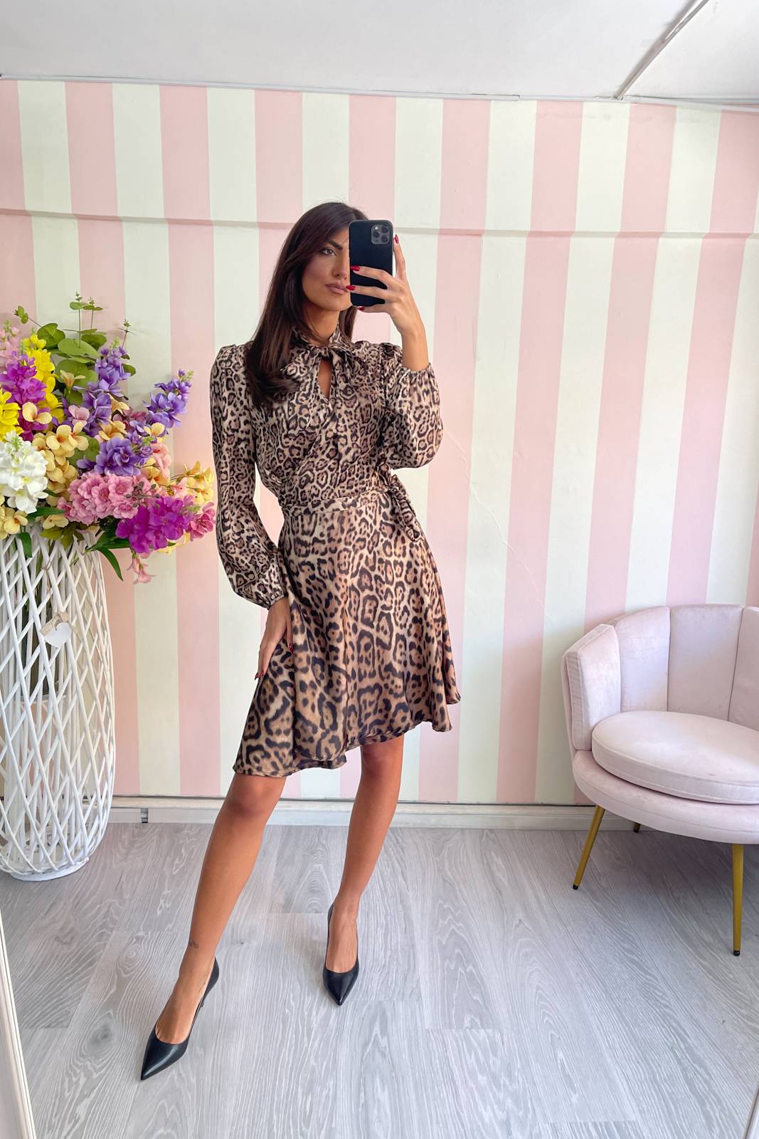 STORIA ABITO ANIMALIER IN SATIN