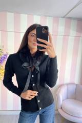 STORIA CARDIGAN GIOIELLO CON COLLETTO IN ECO-PELLICCIA