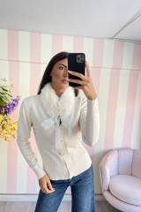 STORIA CARDIGAN GIOIELLO CON COLLETTO IN ECO-PELLICCIA