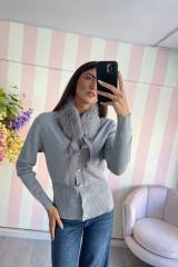 STORIA CARDIGAN GIOIELLO CON COLLETTO IN ECO-PELLICCIA