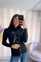 STORIA CARDIGAN GIOIELLO CON COLLETTO IN ECO-PELLICCIA