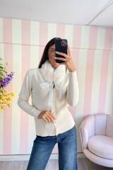 STORIA CARDIGAN GIOIELLO CON COLLETTO IN ECO-PELLICCIA