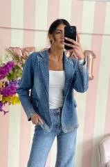 STORIA BLAZER IN DENIM CON STRASS