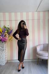 STORIA GONNA LONGUETTE IN ECOPELLE