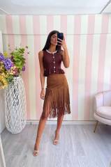 STORIA GONNA SCAMOSCIATA CON FRANGE