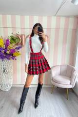 STORIA GONNA TARTAN CON BRETELLE