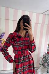 STORIA ABITO TARTAN CON FIORE