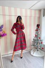 STORIA ABITO TARTAN CON FIORE