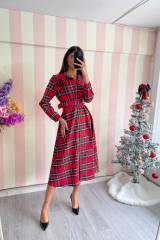 STORIA ABITO TARTAN CON FIORE