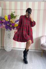 STORIA ABITO TARTAN CON SCOLLO A CAMICIA