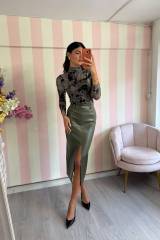 STORIA GONNA LONGUETTE IN ECO-PELLE