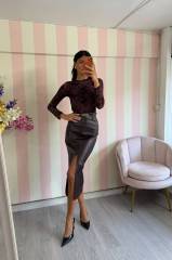 STORIA GONNA LONGUETTE IN ECO-PELLE