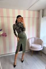 STORIA GONNA LONGUETTE IN ECO-PELLE