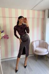 STORIA GONNA LONGUETTE IN ECO-PELLE